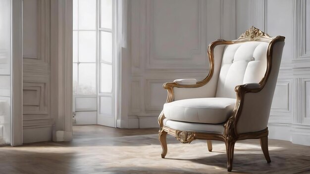 Une chaise blanche avec un fond blanc et un fond blanc