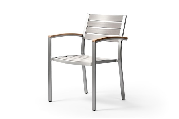 Chaise blanche avec siège en bois sur une surface blanche ou transparente PNG Arrière-plan transparent