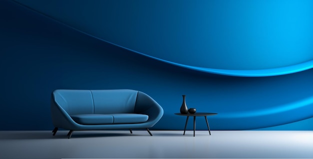 chaise bleue dans la chambre papier peint moderne hyper réaliste ultra détaillé