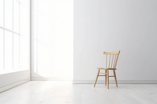 Chaise en bois blanc chambre Generate Ai