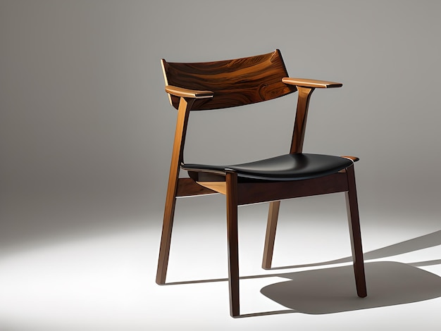 Photo chaise en bois chaise en bois sur fond blanc vide généré par l'ia