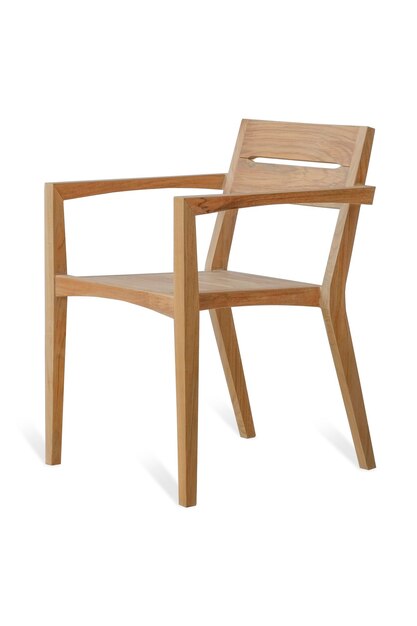 Photo une chaise en bois à dossier carré est posée sur un fond blanc.