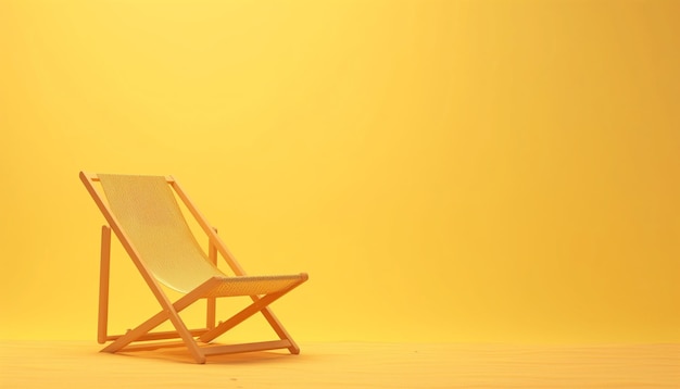 Une chaise en bois sur fond jaune