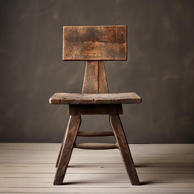 Photo une chaise en bois sur un sol en bois