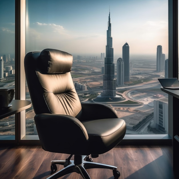 chaise de bureau avec Burj khalifa