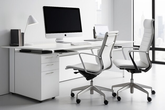 Photo une chaise de bureau contemporaine sur blanc