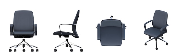 chaise de bureau isolée sur fond blanc, mobilier d'intérieur, illustration 3D, rendu cg