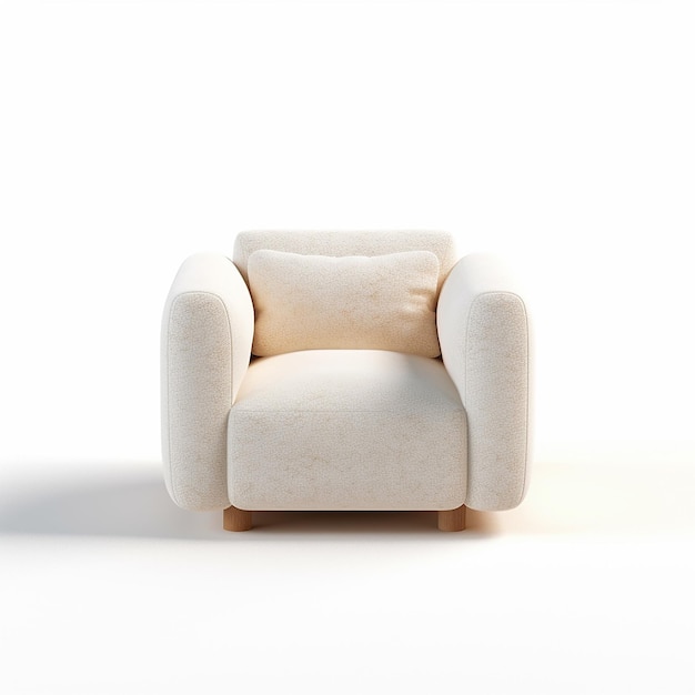 une chaise avec un coussin blanc qui dit " le mot " en bas.