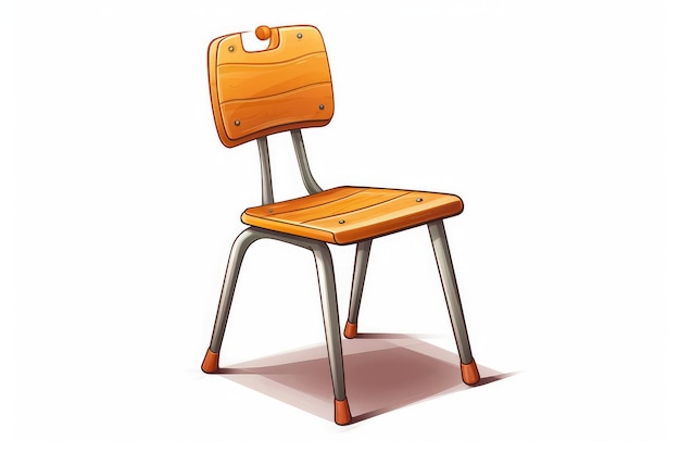 Chaise d'école de style dessin animé sur fond blanc générée par l'IA