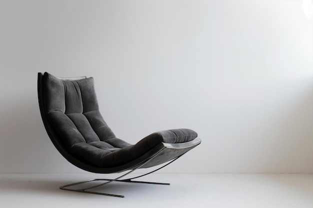 Chaise élégante avec un dessus doux et des jambes métalliques isolées sur un fond clair Designer de fauteuil en métal Détail de meubles d'intérieur modernes