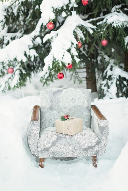 La chaise est dans le jardin d'hiver