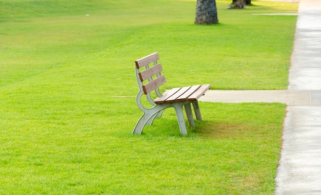 La chaise est dans le jardin