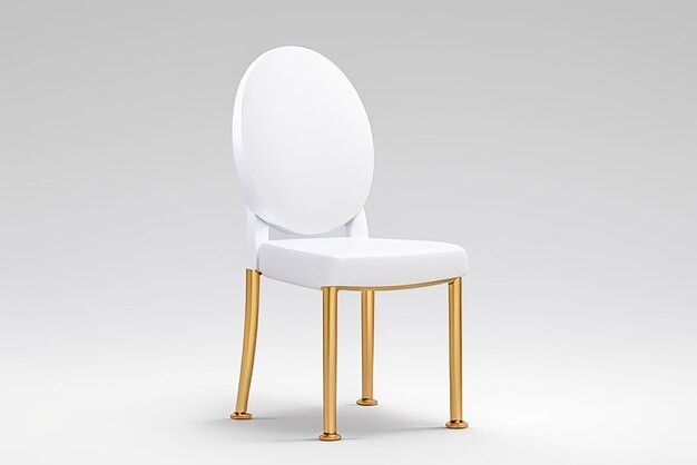 Chaise fantôme à panneau blanc avec bouton doré sur fond blanc