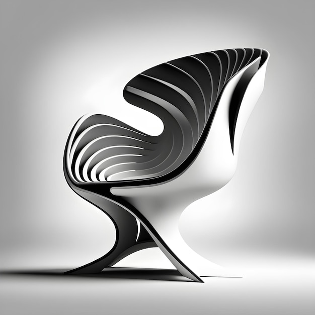 Chaise futuriste moderne abstraite isolée sur blanc