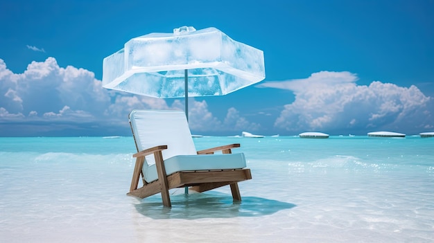 Photo chaise de glace sur la plage concept rafraîchissant vacances sur le rivage chaud avec chaise froide