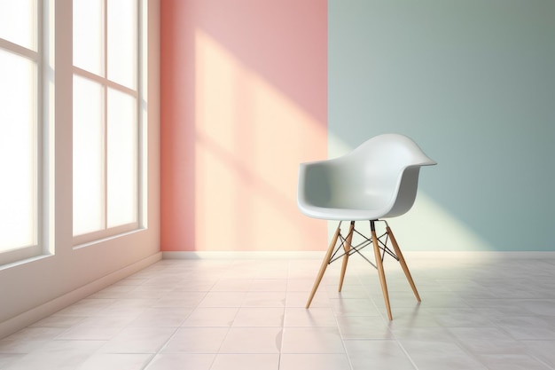 Chaise isolée en couleur avec fond de fond Concept de décoration intérieure minimaliste