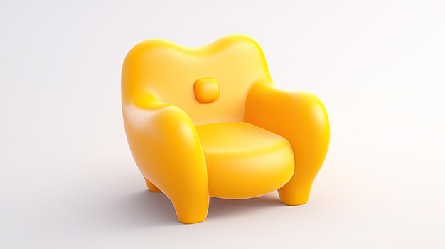 une chaise jaune avec un bouton sur le devant