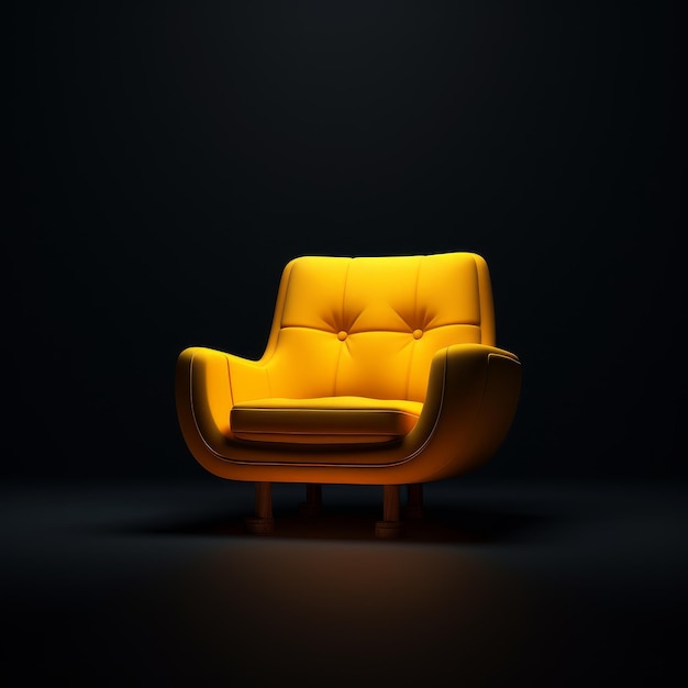 chaise jaune sur fond noir IA générative