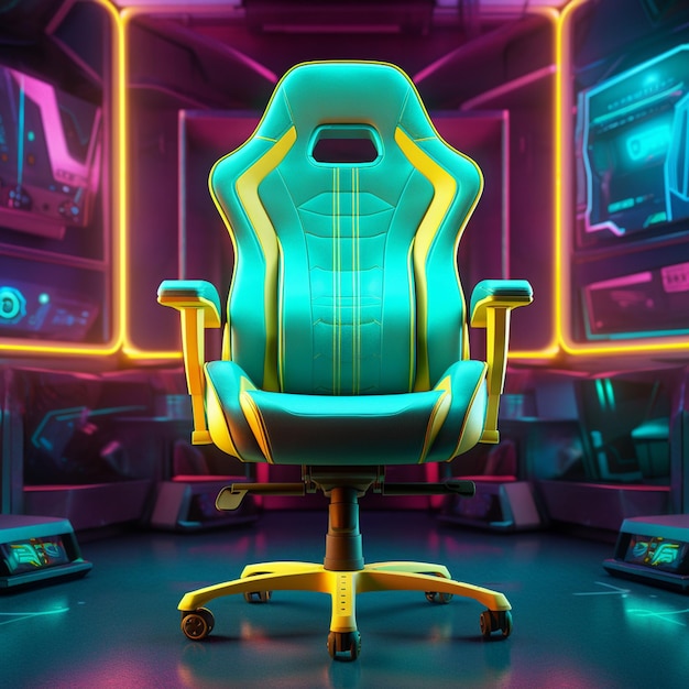 Chaise de jeu sur fond tech brillant