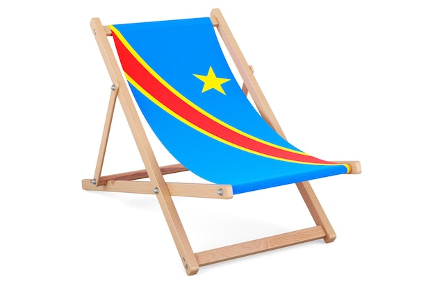 Chaise longue avec drapeau de la République démocratique congolaise République démocratique du Congo vacances forfaits voyage concept rendu 3D isolé sur fond blanc