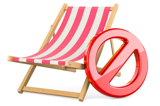 Chaise longue avec symbole interdit rendu 3D