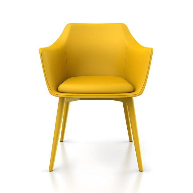 Une chaise moderne jaune isolée sur fond blanc