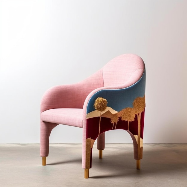 Chaise moderne avec ombre sur fond isoler