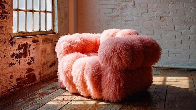 Une chaise moelleuse rose.