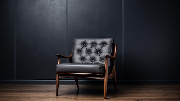 une chaise et un mur brun vide dans un espace vide sombre illustration 3D