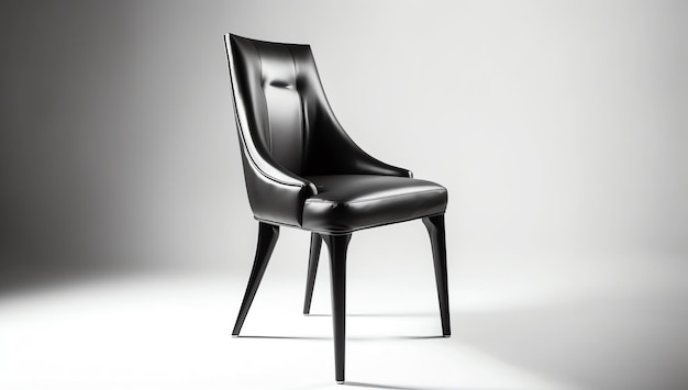 Une chaise noire sur fond blanc