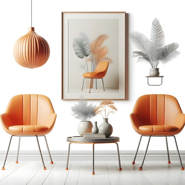 Photo une chaise orange isolée sur fond blanc