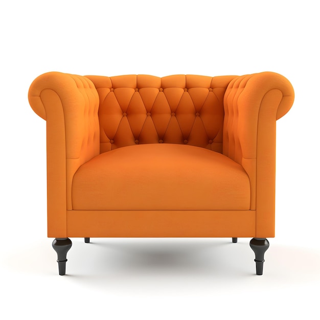 Une chaise orange isolée sur fond blanc