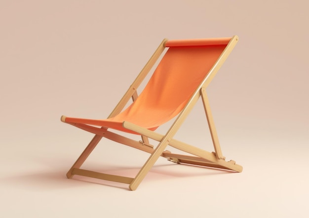 Photo une chaise de plage en bois orange sur un fond blanc