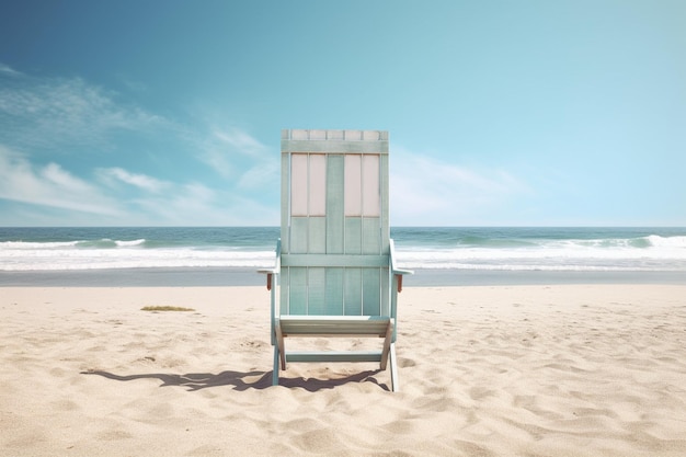 Chaise de plage isolée sur la photo de plage avec espace libre