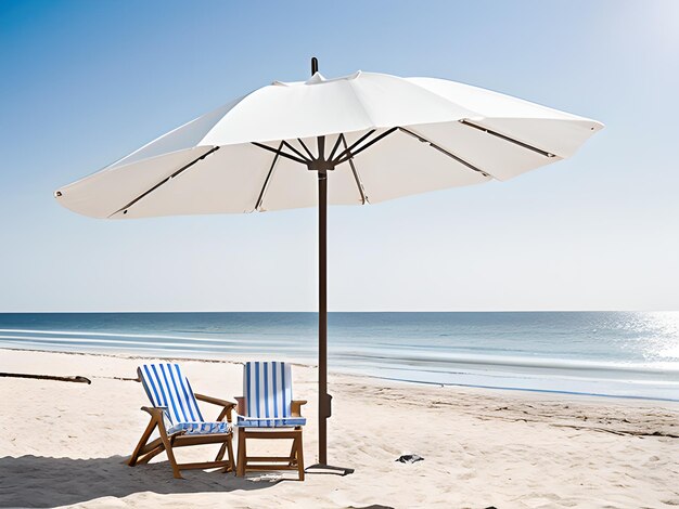 Chaise de plage et parapluie par une journée d'été ensoleillée