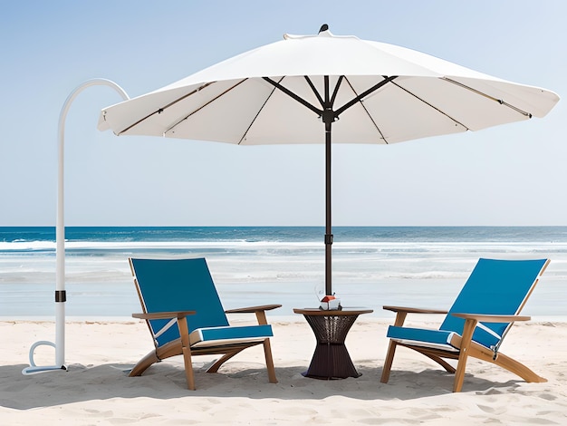 Chaise de plage et parapluie par une journée d'été ensoleillée