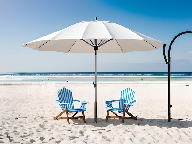 Chaise de plage et parapluie par une journée d'été ensoleillée