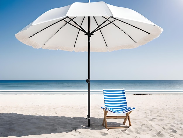 Chaise de plage et parapluie par une journée d'été ensoleillée