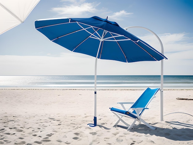 Chaise de plage et parapluie par une journée d'été ensoleillée