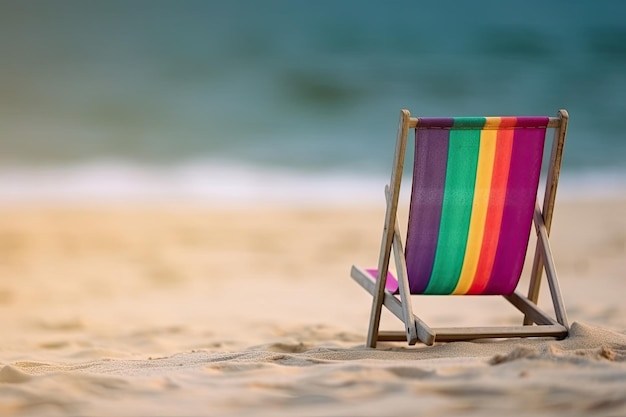 Chaise de plage sur la plage tropicale Concept de vacances d'été Generative AI