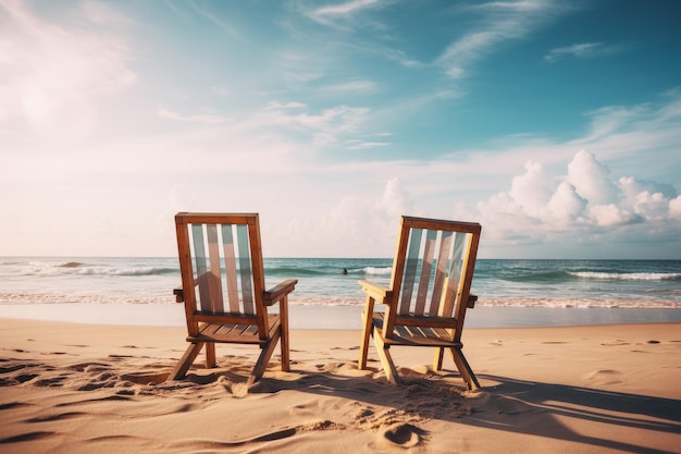 Chaise plage de sable journée ensoleillée Générer Ai