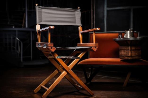 Une chaise de réalisateur avec un clapperboard de film