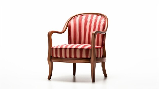 Photo une chaise rouge et blanche vintage avec un long cadre en bois