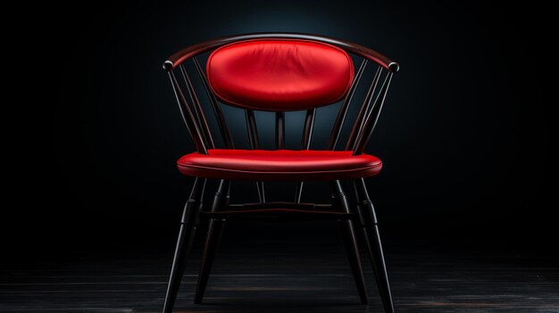 une chaise rouge dans une pièce sombre