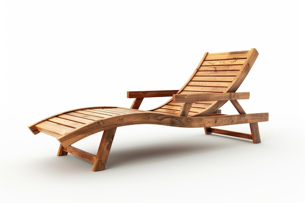 Chaise de salon en bois isolée sur fond blanc Concept d'été IA générative