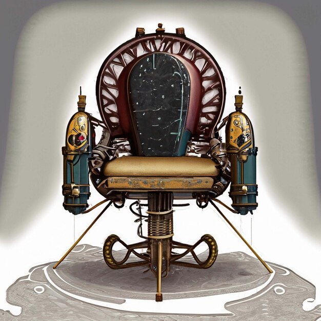 Photo chaise steampunk dorée