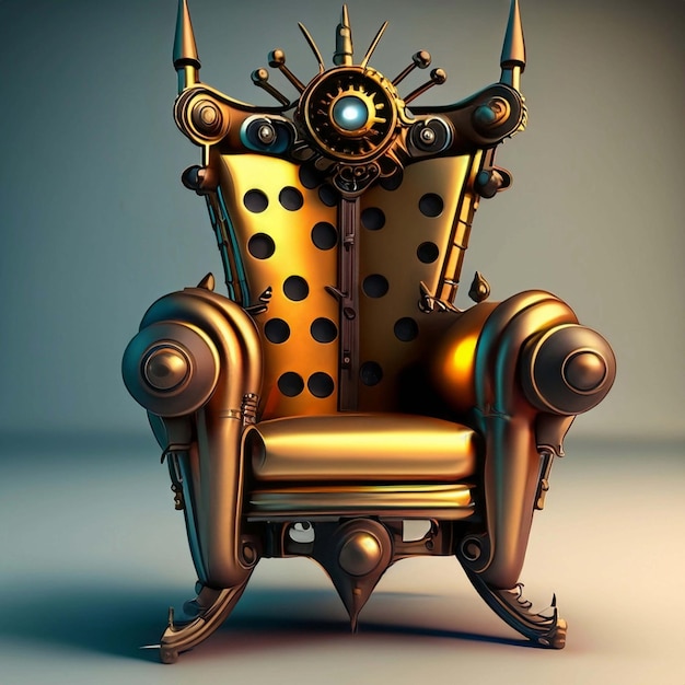 Chaise Steampunk dorée