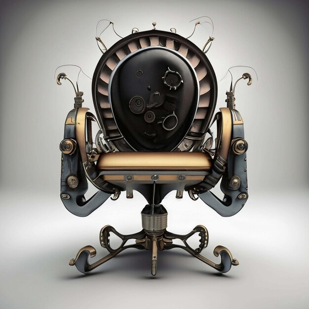 Chaise Steampunk dorée