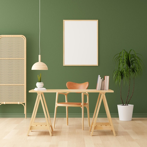 Chaise et table dans la chambre avec maquette de cadre