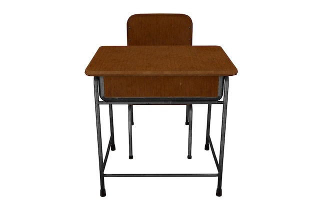 chaise et table d'école réalistes de rendu 3d